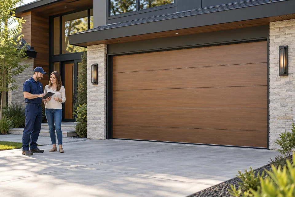 Professional garage door installation — illustrative image